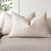 Vista 32 de Foindtower Juego de 2 fundas de almohada decorativas de algodón con tejido de gofre, fundas de cojín europeas para cama, sofá, dormitorio, sala
