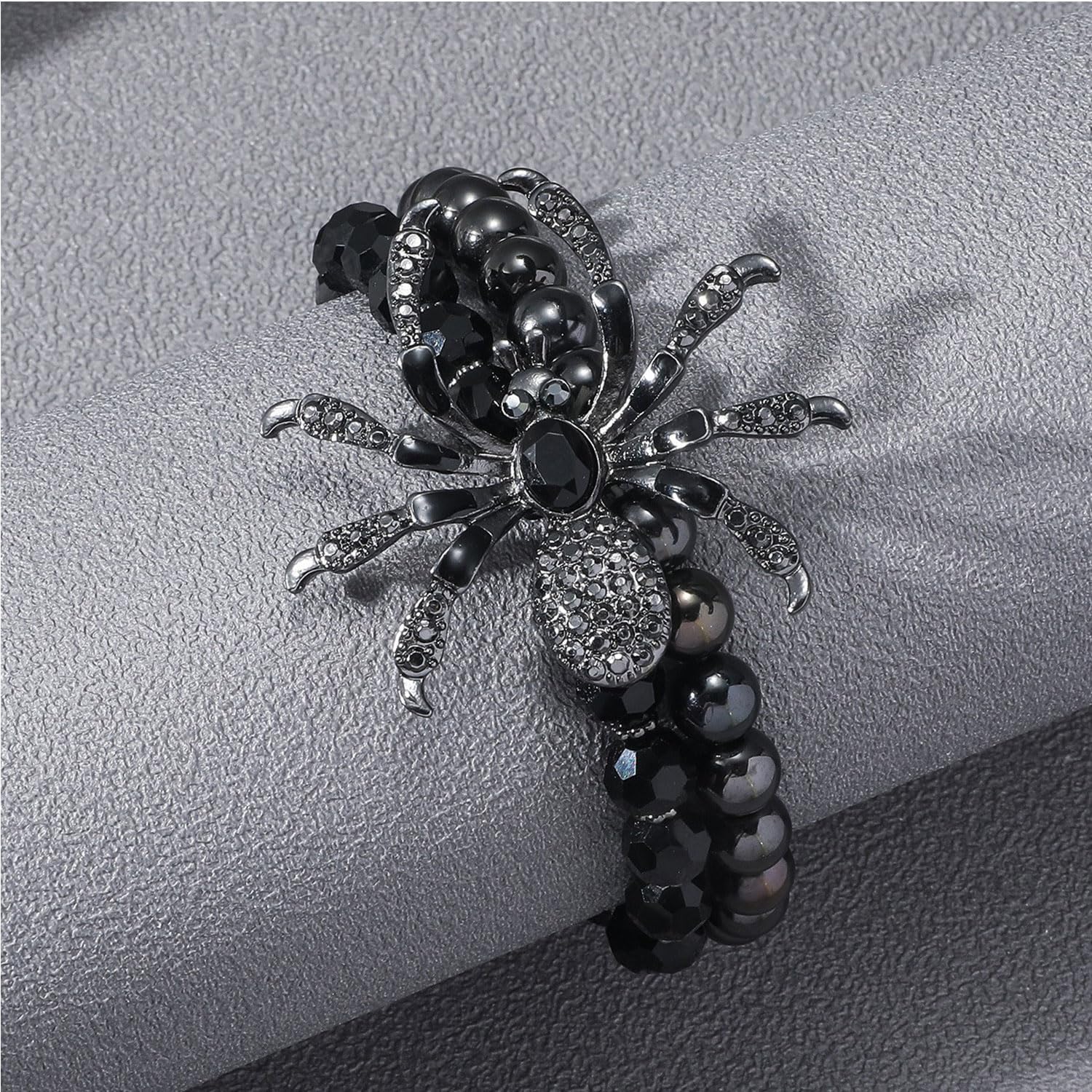 Choistily Punk Spider Bracelet for Women - Gothic Beaded Bracelet with Big Spider Wrap for Halloween - Image 5