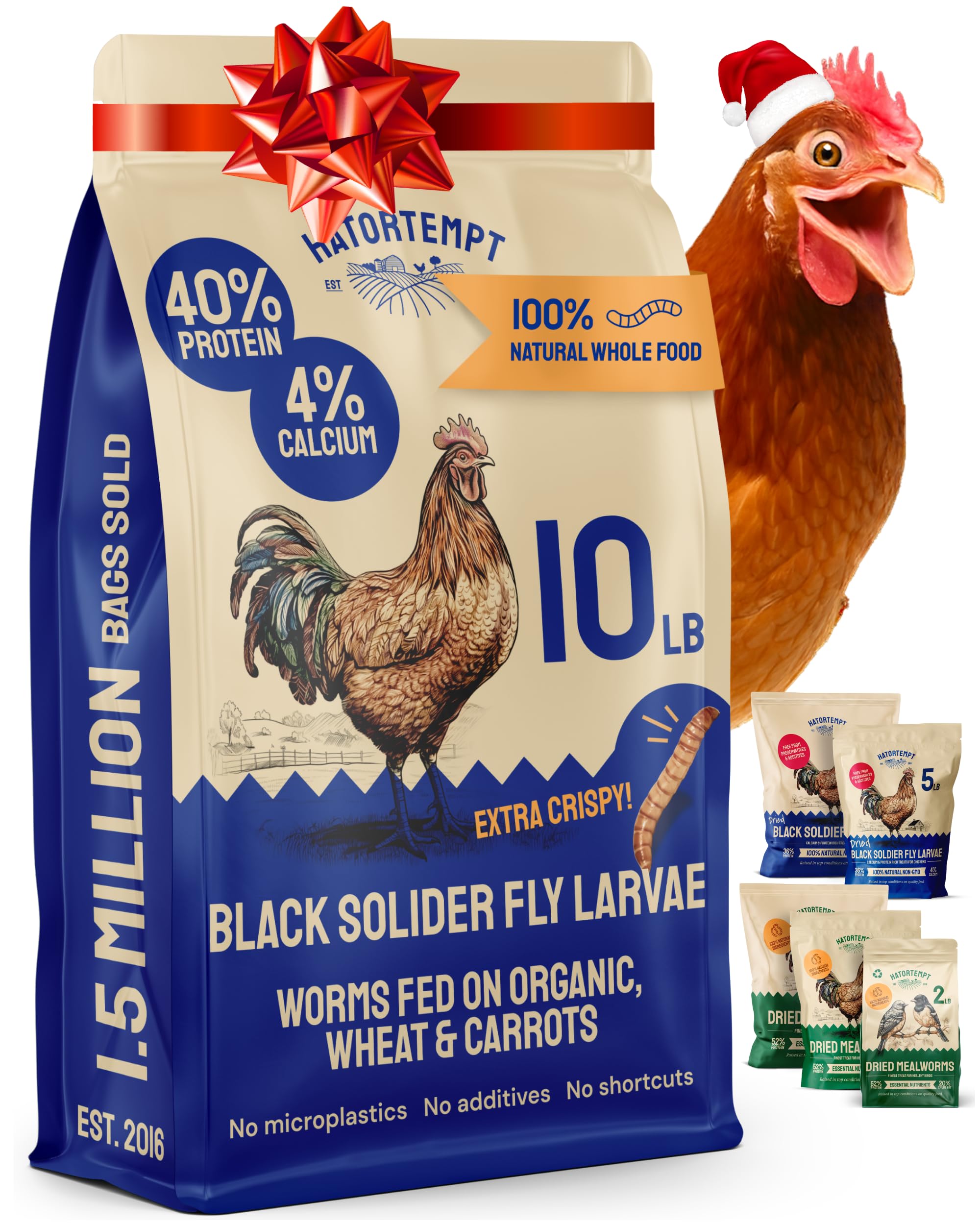 Hatortempt Black Soldier Fly Larvae - 10 lb - Calcium-Rich Chicken Feed Supplement - Treats for Laying Hens - Grubs for Chickens Training Rewards