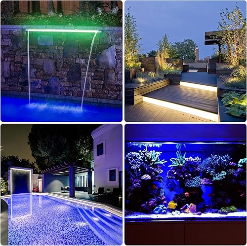 Miniatura 7 de Longrun Tira de luces LED que cambian de color para jardín y cascada, barra de iluminación impermeable para fuente de piscina, iluminación de