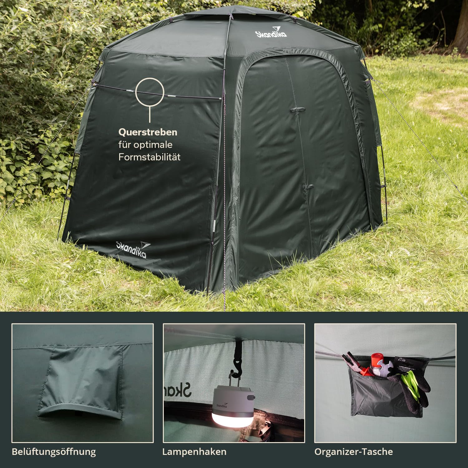 Skandika Storage Tent L | Namiot na narzędzia, garaż rowerowy, wysokość 1,7 m, wodoszczelny, odporny na warunki zimowe, z podłożem, namiot magazynowy, schronienie, garaż rowerowy, namiot | do użytku