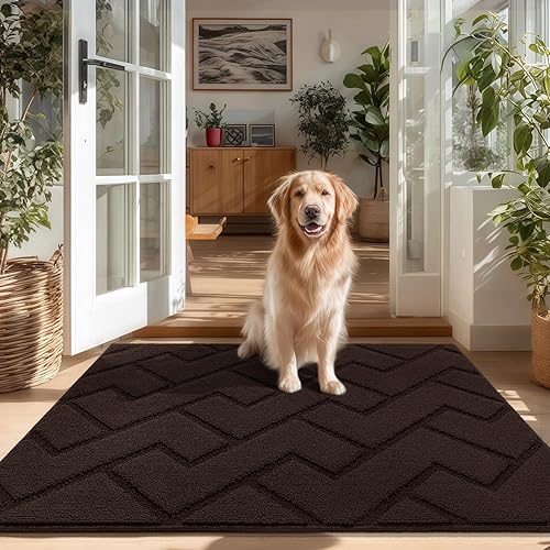 Miniatura 31 de hicorfe - Tapete para interiores, para puerta delantera o trasera, parte trasera de goma, antideslizante, absorbente, resistente a la suciedad, Negro