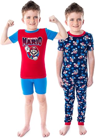 Komar Kids Boys Super Mario Four-Piece Short Sleeve Cotton Set Little Kids/Big Kids