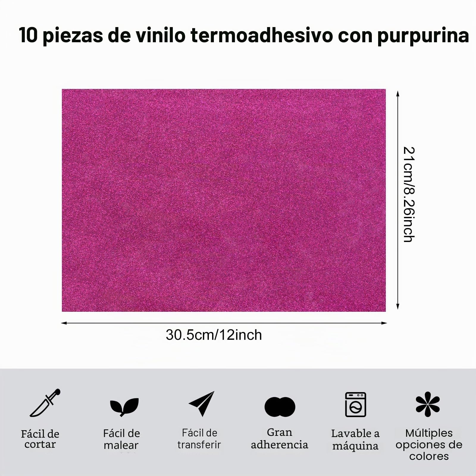 MXTIMWAN 10 Hojas Vinilo Textil Termoadhesivo, 30,5 x 21 cm Vinilo para Textil, Vinilo Permanente - Flex Termoadhesivas para Camisetas, Sombreros, Manualidades (10 Colores)