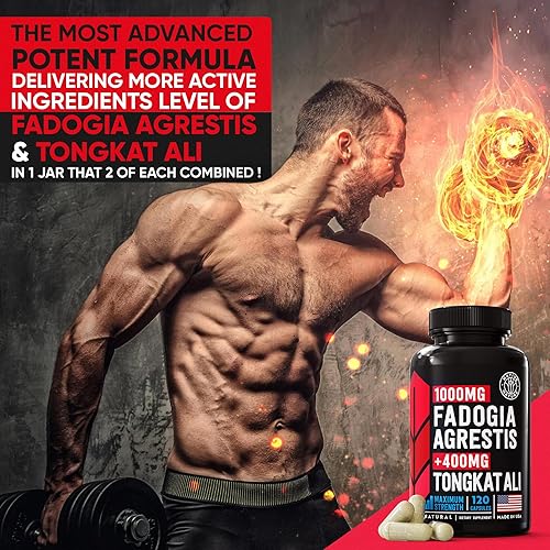 Miniatura 5 de Fadogia Agrestis y Tongkat Ali Suplemento de 1400 mg con extracto de Tongkat Ali 2001 para hombres (longjack) Apoya el crecimiento muscular, el
