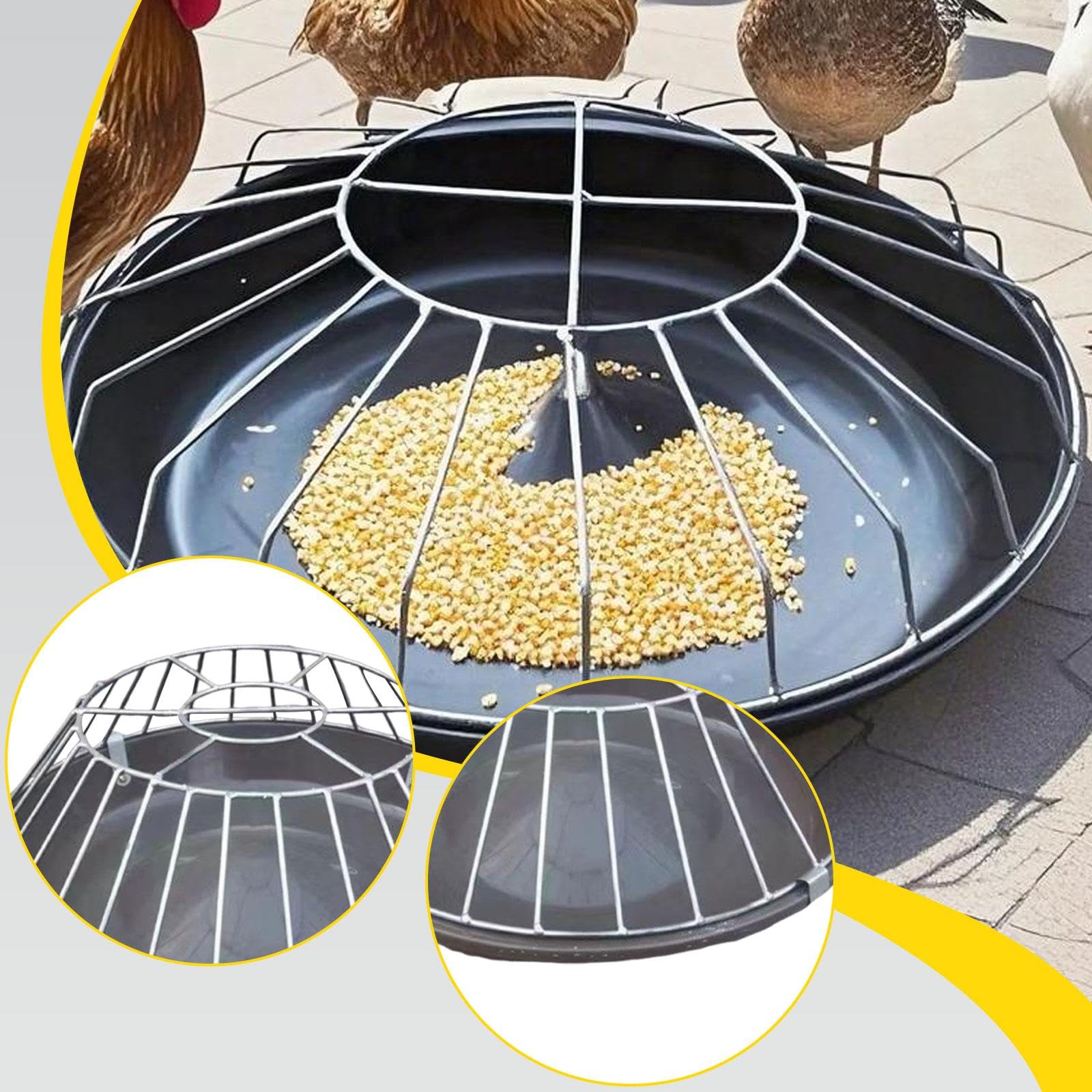 Comedero para Pollos, Comedero para Aves de Corral, Comedero Portátil, Cubo para Alimentar Gansos, 30 Hoyos