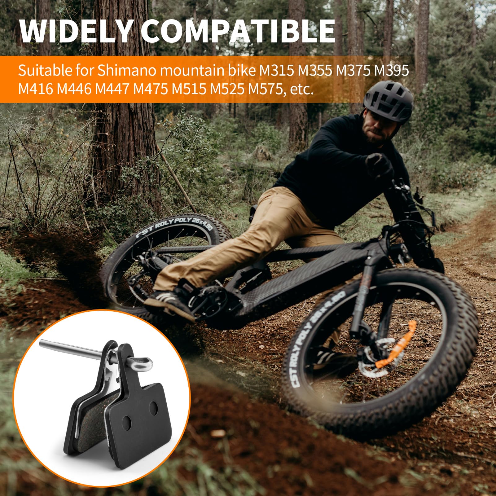 GlasFlength Klocki hamulcowe do Shimano B01S B05S 4 pary, ciche półmetalowe klocki hamulcowe o wysokiej wydajności MTB do M515 C601 M475 M495 M510 M575 M375