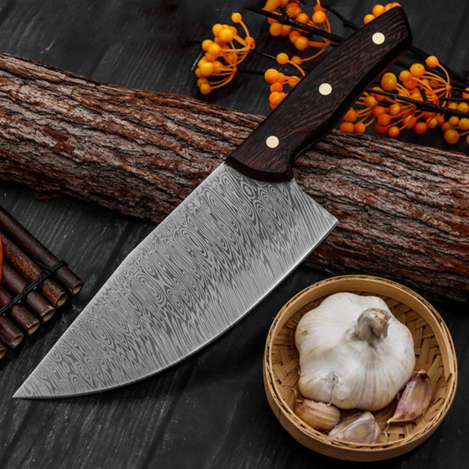1 stücke fleisch cleaver damaskus edelstahl muster scharfe schneidmesser mutcher traditionell chef messer küche schneidwerkzeug messerset