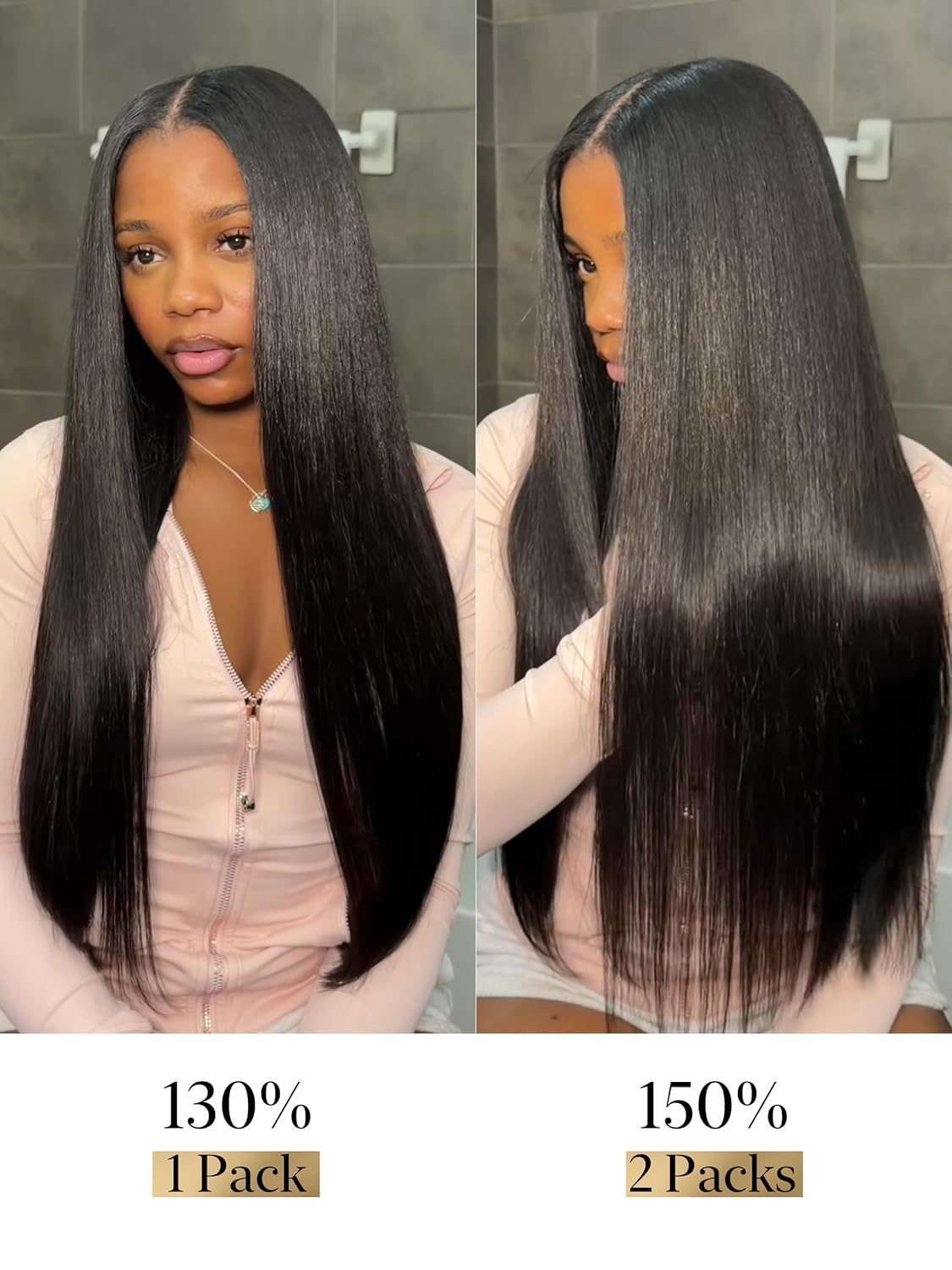 LUVME 0.59mm Zero Trace Invisible Clip in Hair Extensions, Yaki Straight 2 Pack 6 Pcs 100g 22 Inch, 100% Real Human Hair Clip Ins, Seamless Invisible Length for Office, Brunch & Nights Out - Image 6