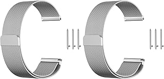 Compatible with Samsung Galaxy Watch 46mm /Gear S3 Frontier/Classic Band, 22mm Stainless Steel belt Milanese Loop with Adjustable Magnetic Clasp compatible for Gear S3 Classic,Silver