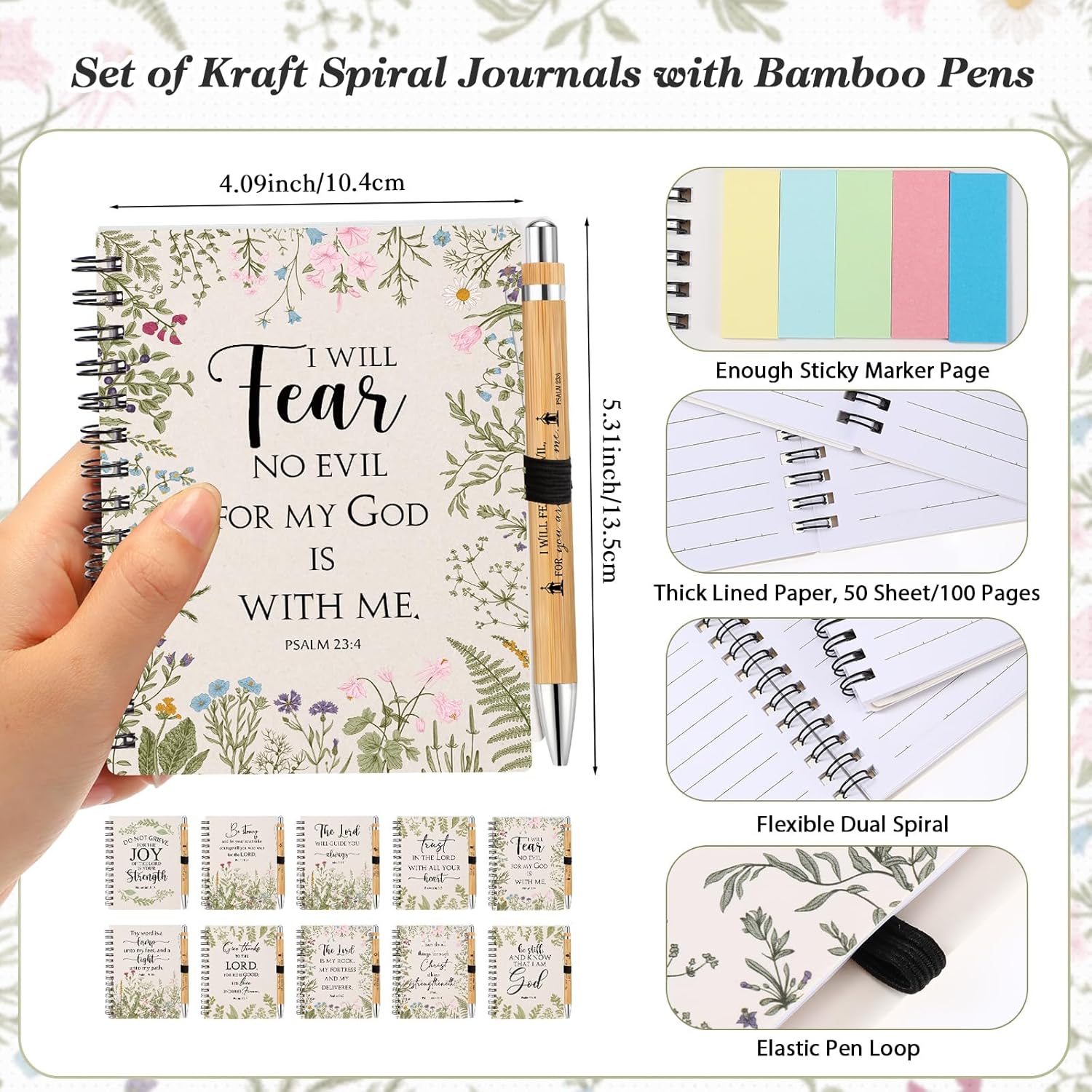 10 Sets Employee Appreciation Gifts Christian Notebooks Bulk Inspirational Religious Bible Prayer Notepad with Sticky Note Pen for Office Staff Coworkers Church Study (White) - Image 2