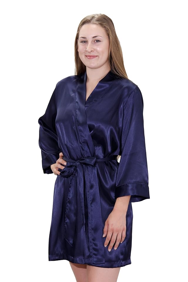 4-Pack Custom Embroidered Bride and Bridesmaid Robe Womens Satin Silk Kimono Names Titles etc