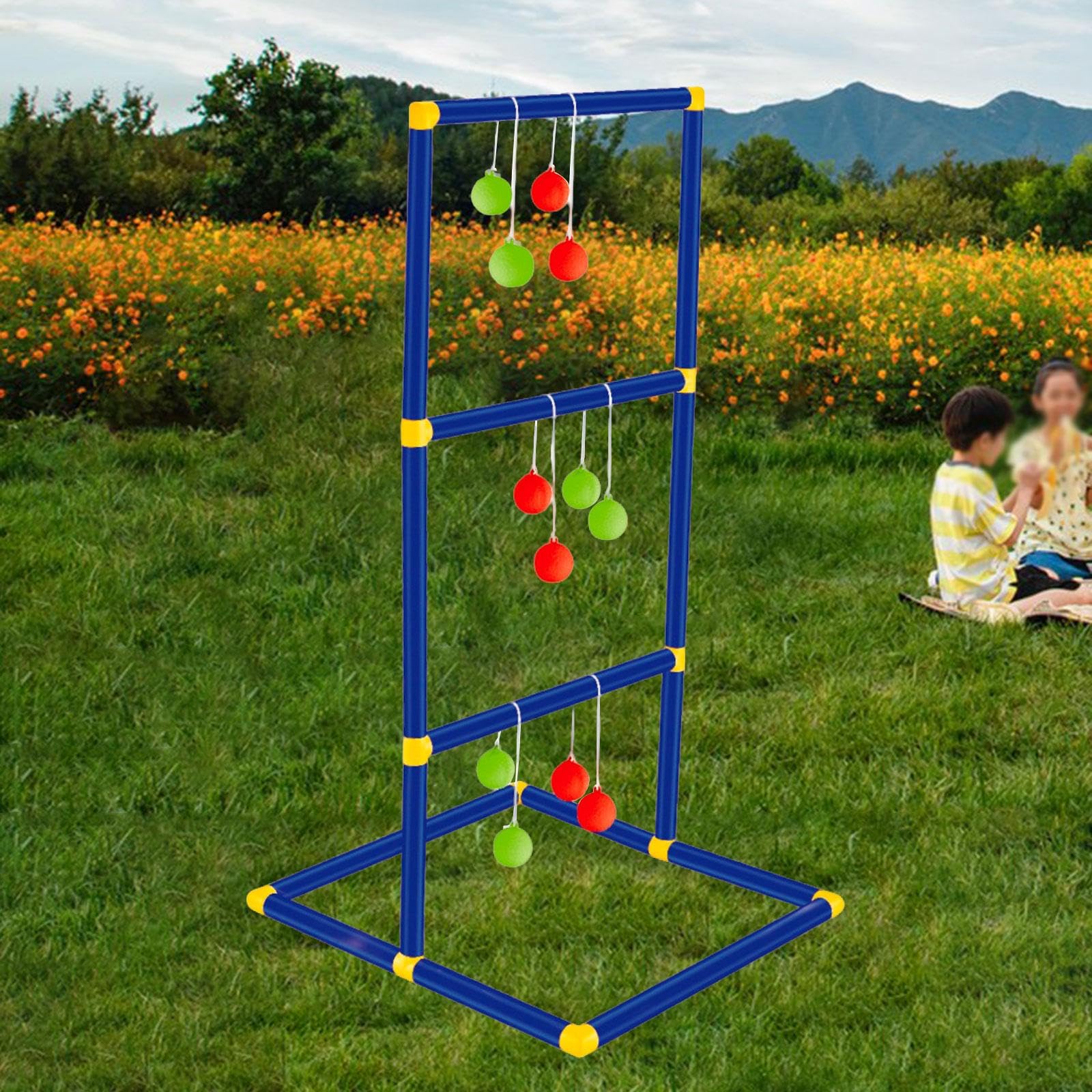 Setzen Sie Leiter Ballspiel Außerhalb Der Patio Golf Familie