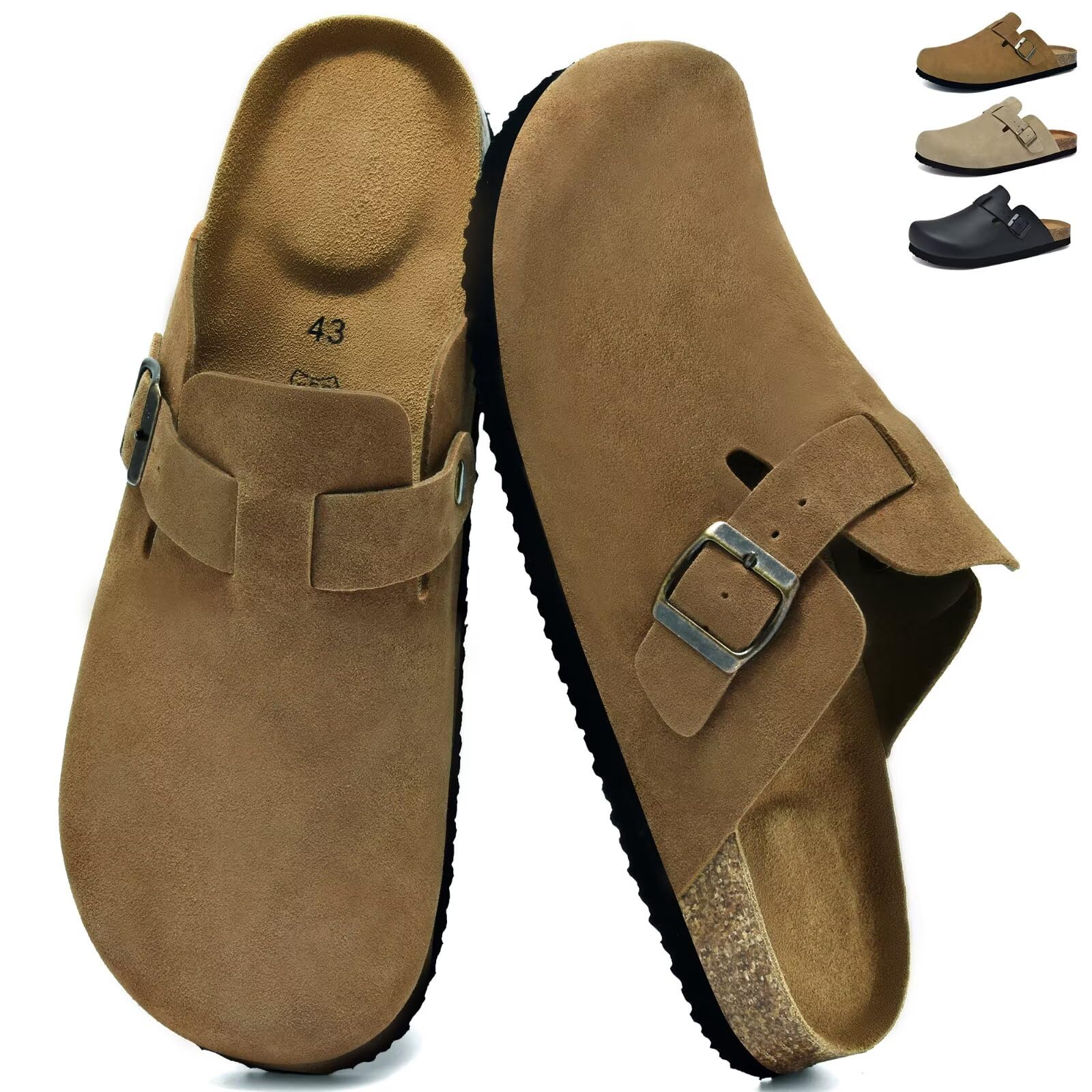 Zuecos y Mules para Hombre Pantuflas con Plantilla de Corcho Cerradas Hombre Mules 41-46 EU