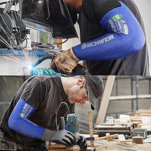 Miniatura 6 de Schwer ANSI A6 Mangas de brazo resistentes a cortes para trabajo de hombres y mujeres, protectores de brazo para piel fina y moretones, mangas de