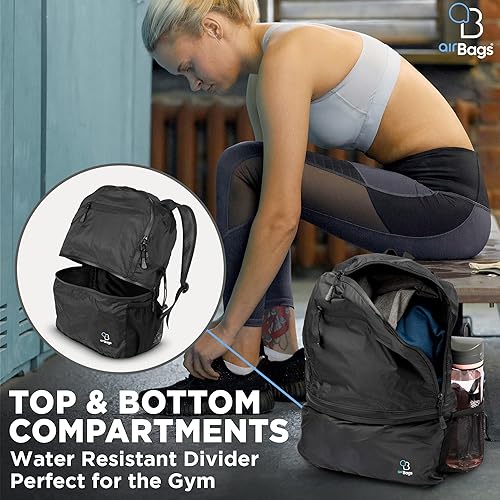 Miniatura 6 de AirBags Mochila plegable, Mochila impermeable 25L, Mochila de senderismo, Bolsa plegable, Mochila de día ultraligera, Mochila de nylon, Negro -,