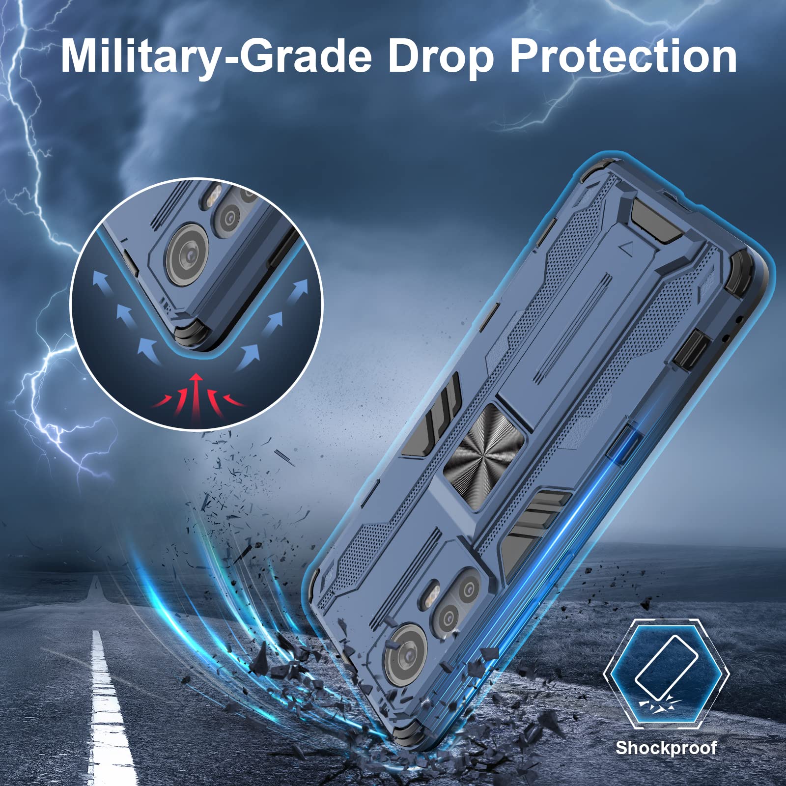 Funda para Xiaomi Redmi Note 15 Pro 5G, Carcasa Antigolpes con Soporte anular metálico, Case Protectora de Grado Militar, Azul — view 662