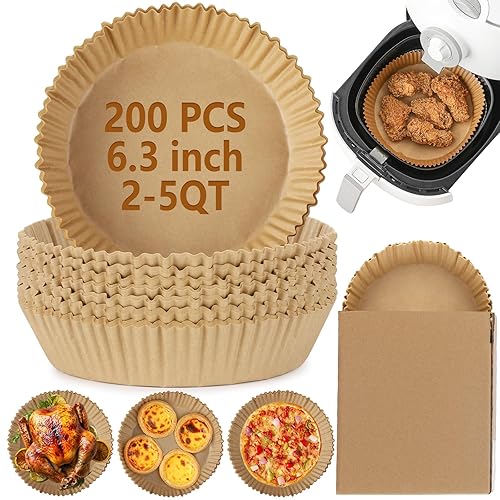 200Pcs Air Fryer Disposable Paper Liner, Round Non-Stick Air Fryer