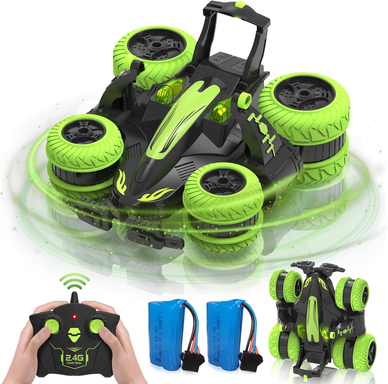 Eulogia RC Stunt Car for Boys 4-7, 2.4GHz Truck Toys with Lights, 360° Rotation, Sideways, Dance, Jump, Over Various Terrain Car Toys Gifts for Christmas New Year