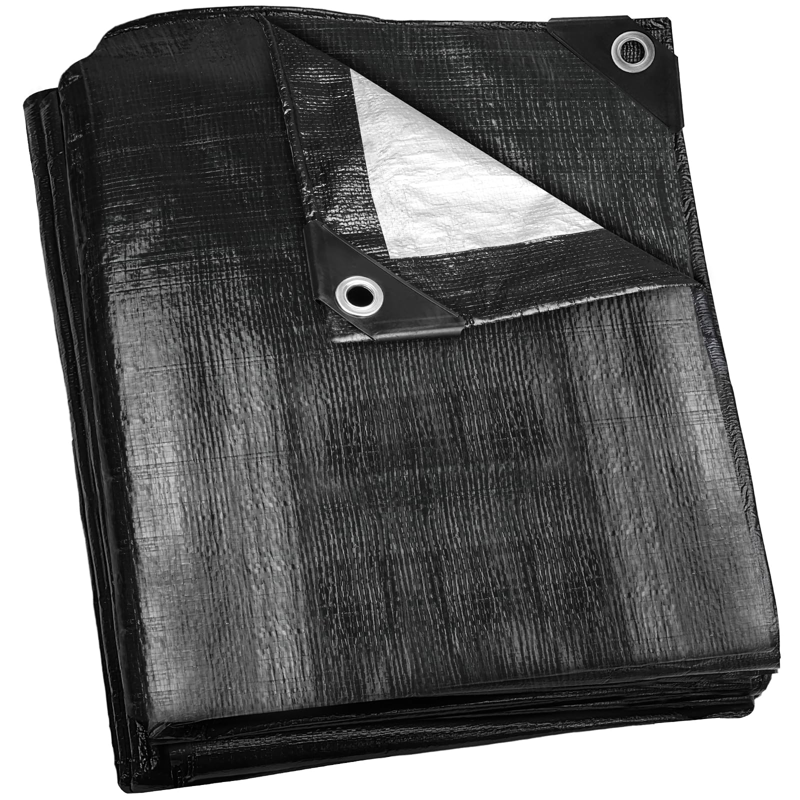 Tarpaulin waterproof heavy duty 140 GSM,Reinforced Eyelets,Weatherproof Snow Dust UV,for Groundsheet Camping Garden Furniture Pool Building Site Caravan Boat Tarp Cover (Black, 2m x 6m) — image 1