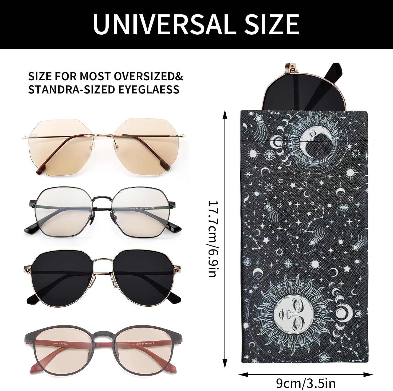 2 PCS Soft Sunglasses Eyeglass Case, Cute PU Leather Glasses Bag Pouch with Cleaning Cloth for Women Men Kid Girls - Image 2