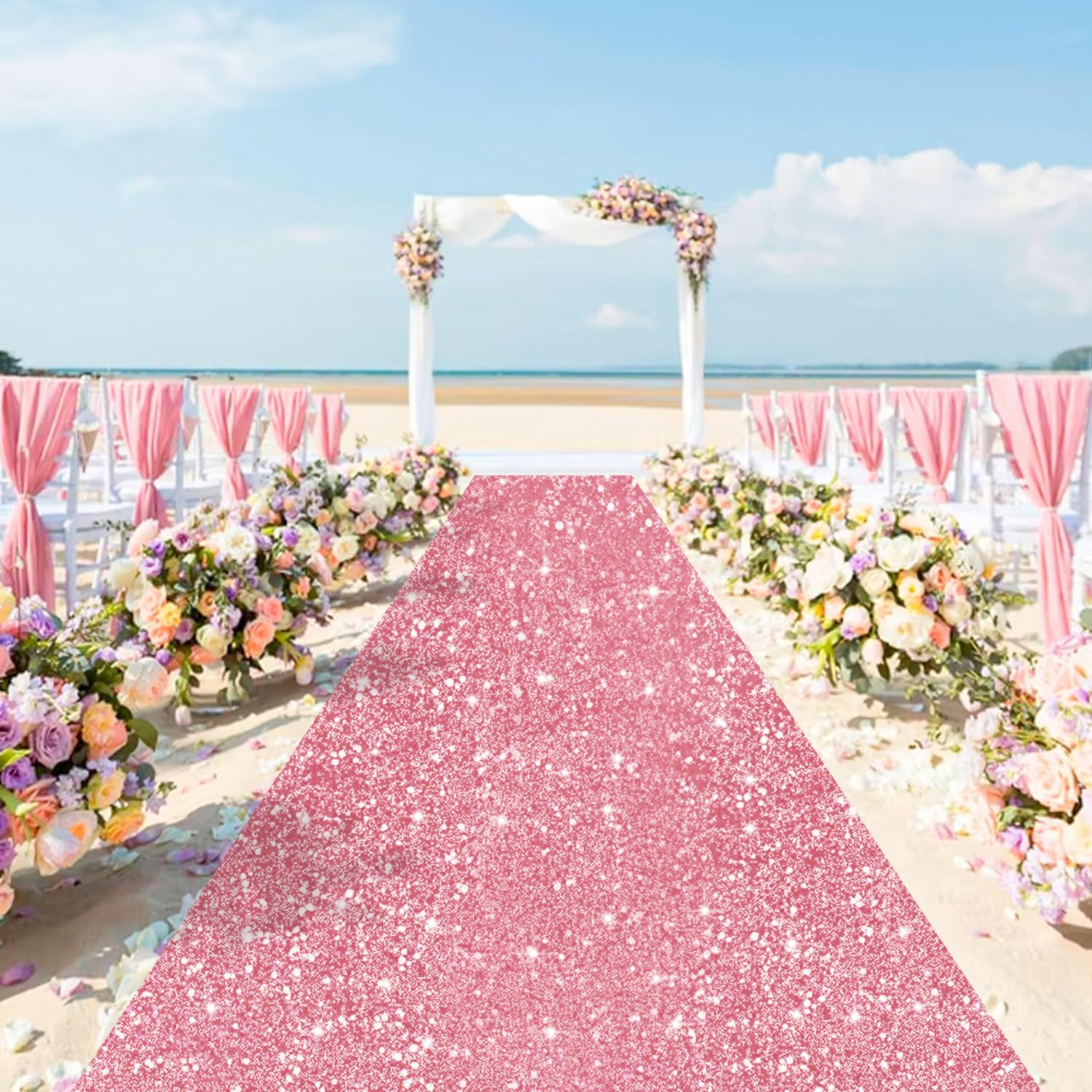 Snapklik.com : Sequin Aisle Runner 4x25FT Pink Wedding Aisle Runner For ...