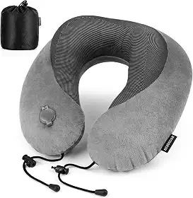 Rewondah Travesseiro inflável de pescoço – Almofada de pescoço inflável confortável para aviões, trens, carros, travesseiros de pescoço infláveis para viagens aéreas, portátil e lavável, perfeita para
