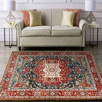 Amazon｜ペルシャ風 ペルシャ柄 洗える ラグ カラー ラグマット 幾何柄