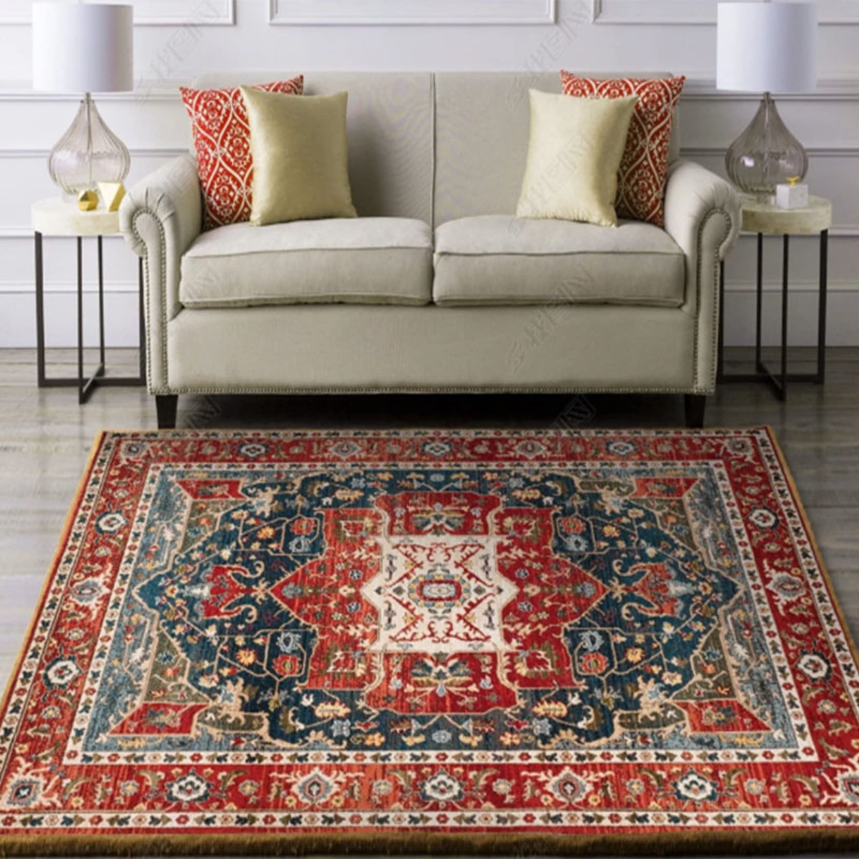 Amazon｜ペルシャ風 ペルシャ柄 洗える ラグ カラー ラグマット 幾何柄