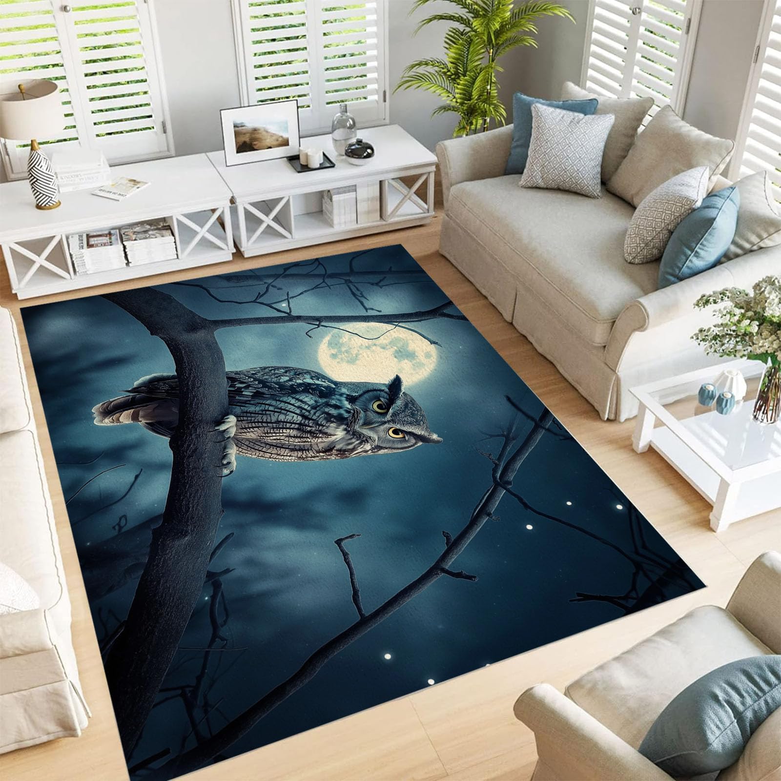 Tapis chambre motif animaux ciel étoilé 90x150 moderne et vintage