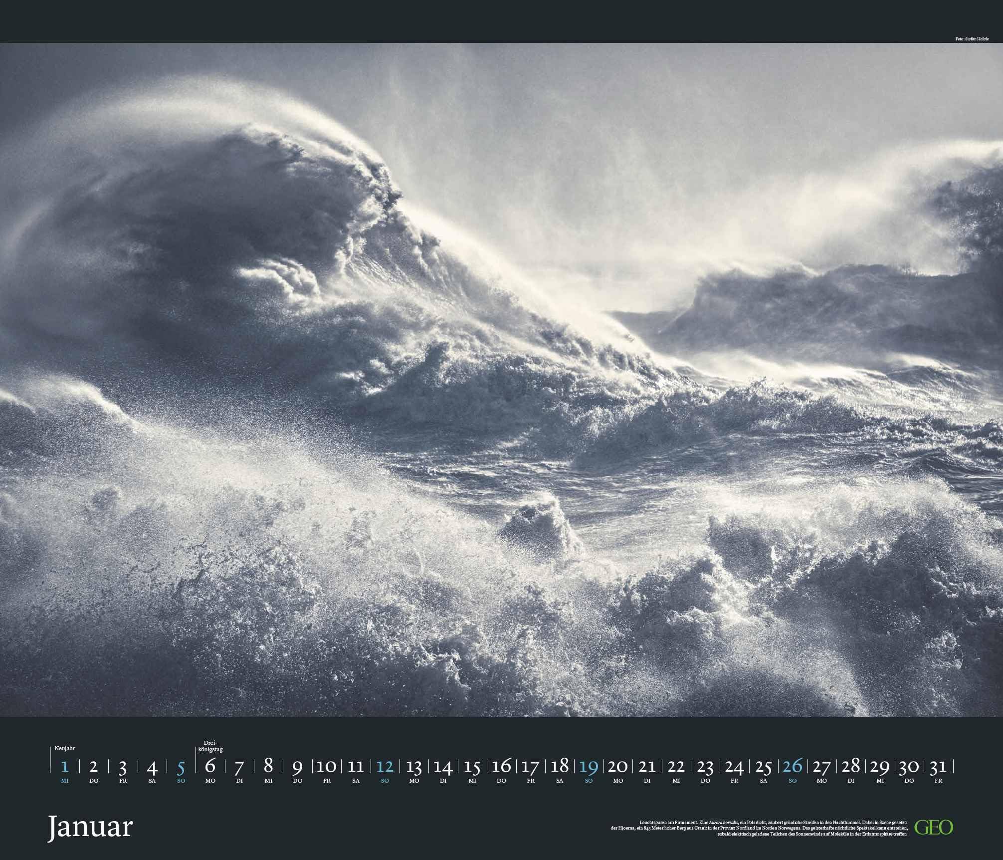 GEO Edition - Kräfte der Natur 2025, 70x60cm, Posterkalender mit spektakulären Kräften der Elemente, inklusive 12 Motive als Postkarten zum Heraustrennen