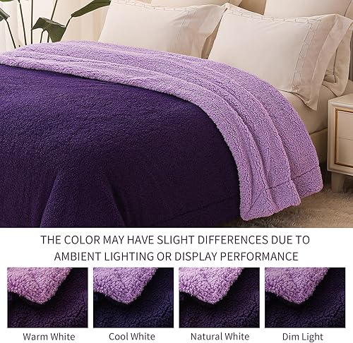 Miniatura 5 de Exclusivo Mezcla Manta reversible de forro polar Sherpa para sofá, manta de felpa suave para cama, sofá, manta gruesa y cálida para otoño e