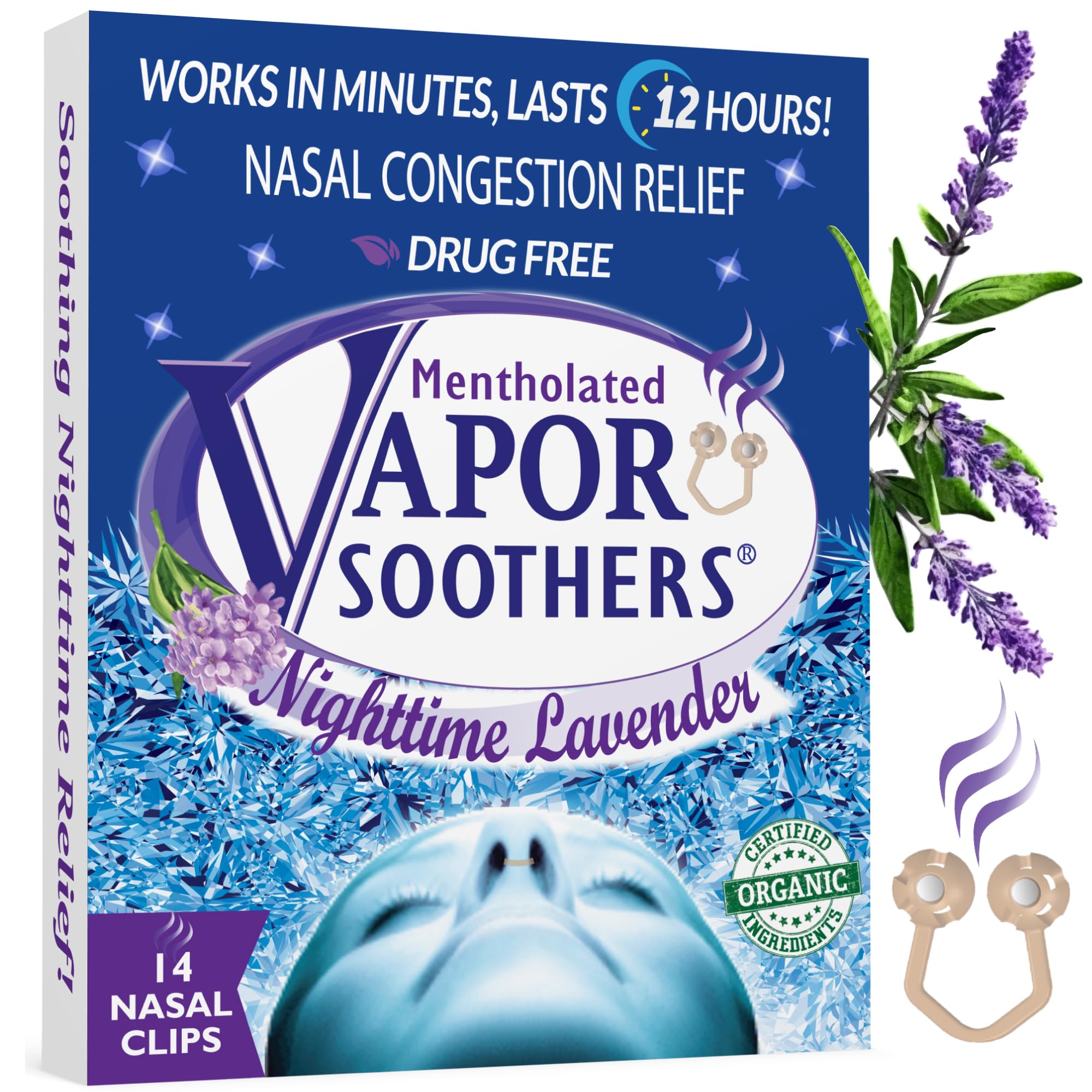 Nighttime Lavender, 14 Count, Drug-Free, Instant Nasal Congestion Relief