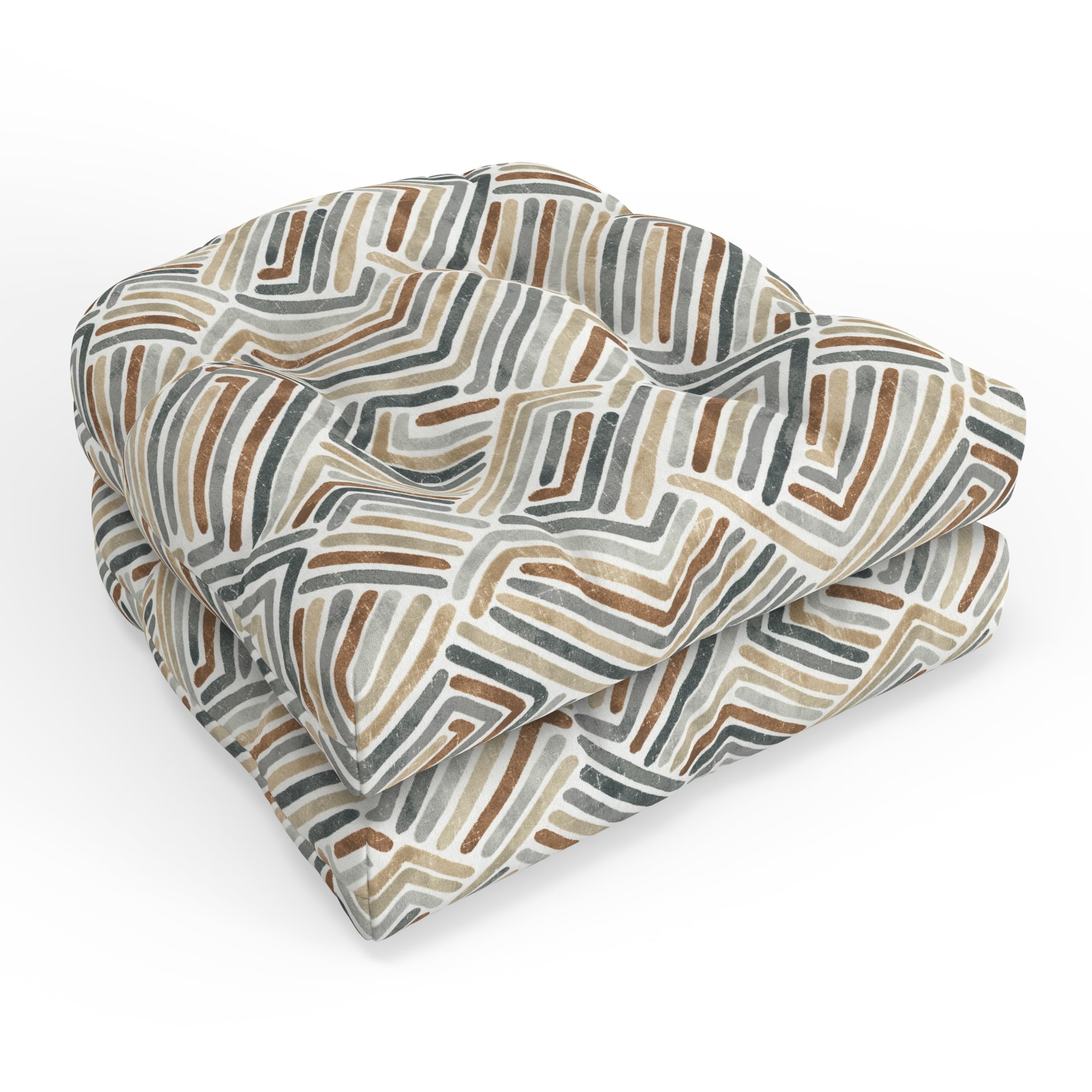 Pillow Perfect Geometric Indoor Outdoor Wicker Chair Seat Cushion Tufted Weather and Fade Resistant 19 x 19 Estie