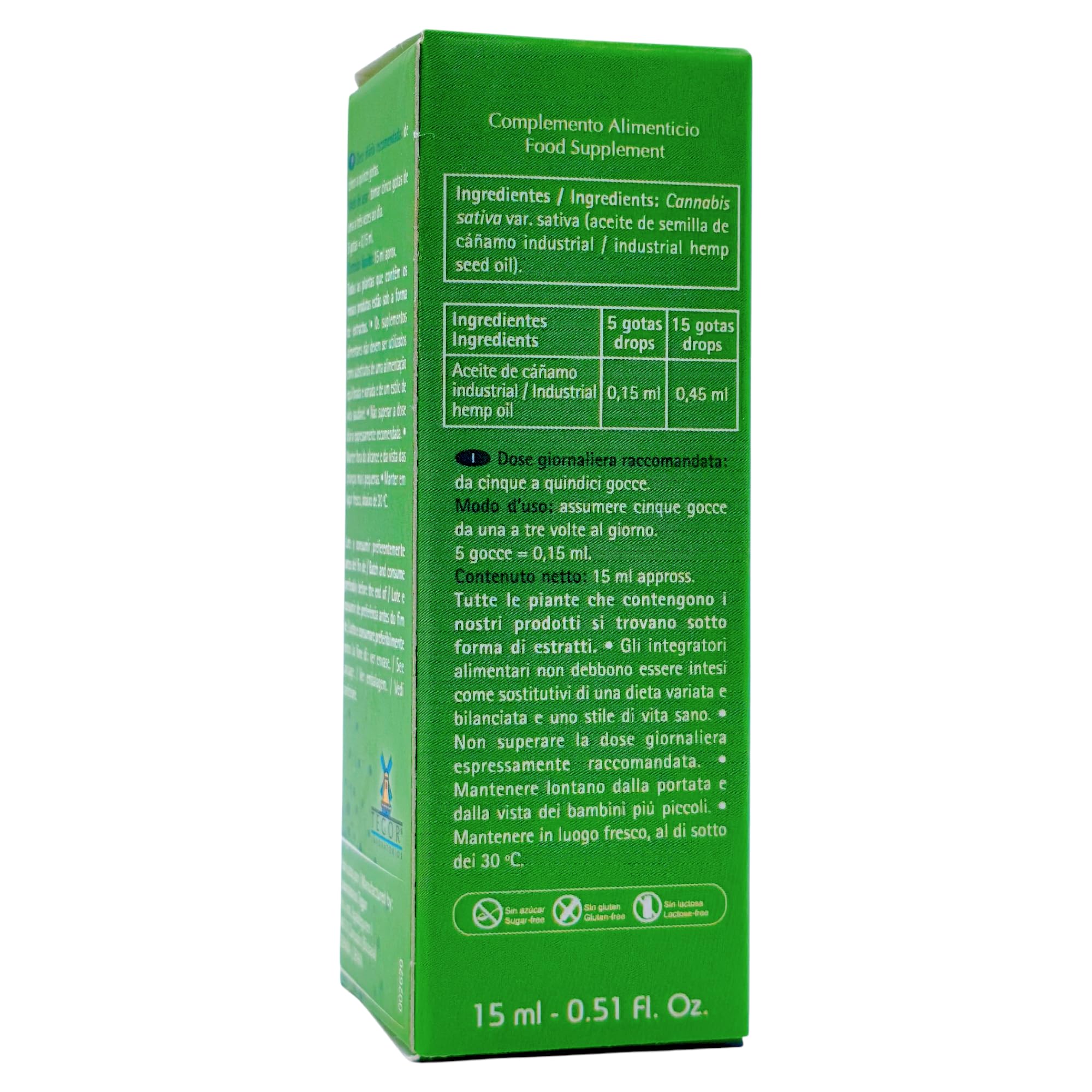 Tegor Cannabidol Aceite 15ml - Aceite de Cáñamo Natural para Relajación Muscular y Articular - Alivio de Tensiones y Bienestar General - Rico en Ácidos Grasos Esenciales - Formato Gotero