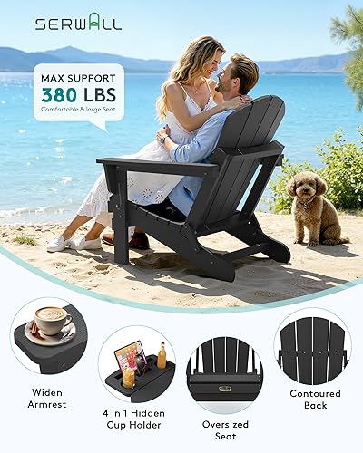 Miniatura 162 de SERWALL - Silla plegable Adirondack para patio, jardín, exterior, resistente a la intemperie, sillas para hoguera, color naranja