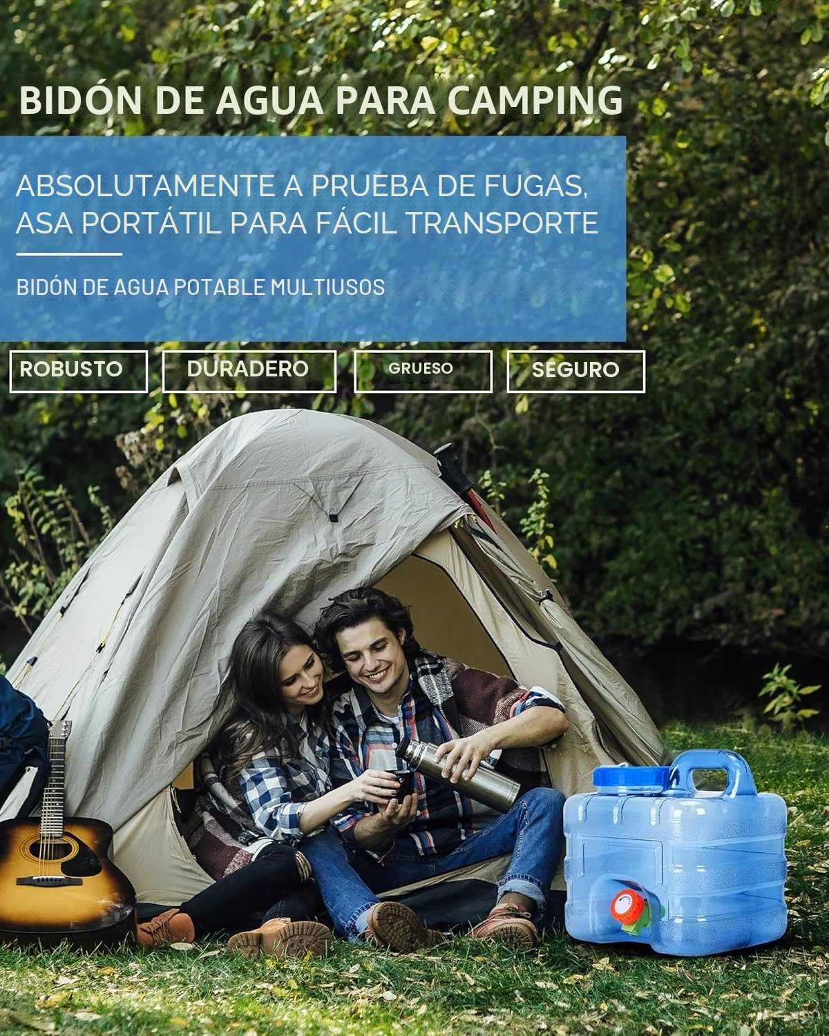RUYI Bidón de Agua con Grifo y Tapa de Rosca, bidón de Agua para Camping, sin BPA, depósito de Agua portátil con asa para Caravana, Picnic