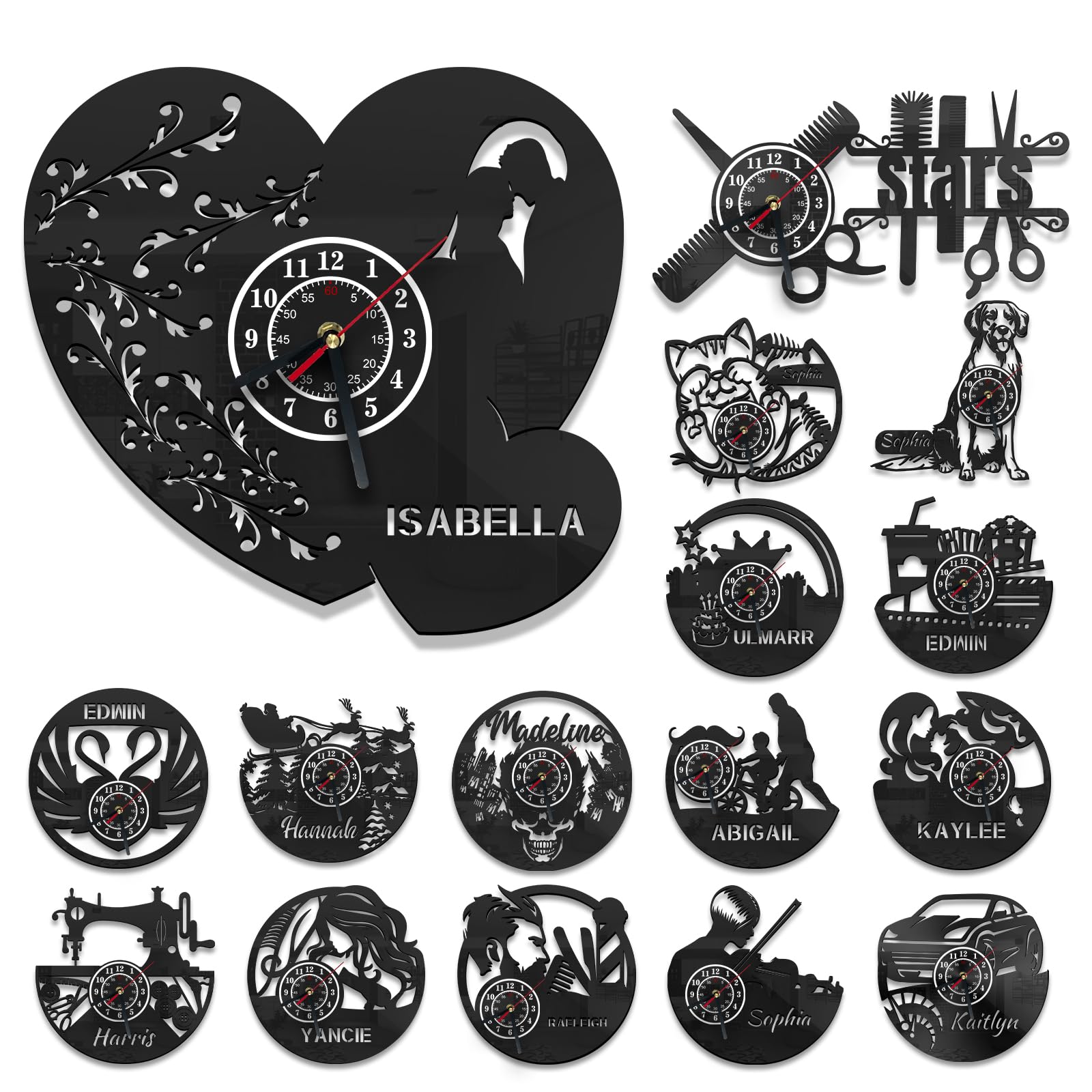 Reloj de Pared Personalizado con Forma de Corazón de Acrílico - Reloj de Pared con Nombre para Decoración Dulce de Dormitorio - Regalos de San Valentín para Amante, Novia, Novio, Esposa, Esposo