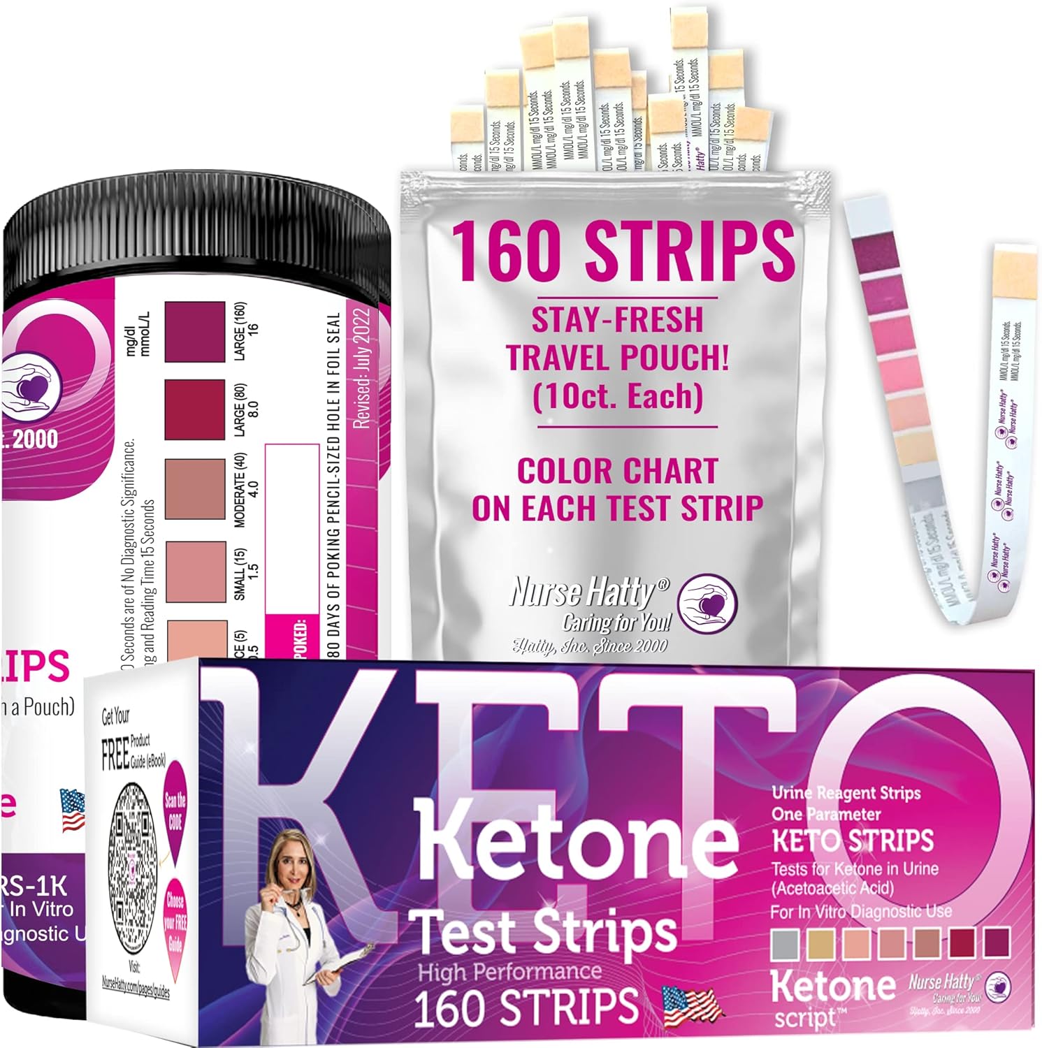 Nurse Hatty 160ct Ketone Urine Test Strips COMPLETE KIT
