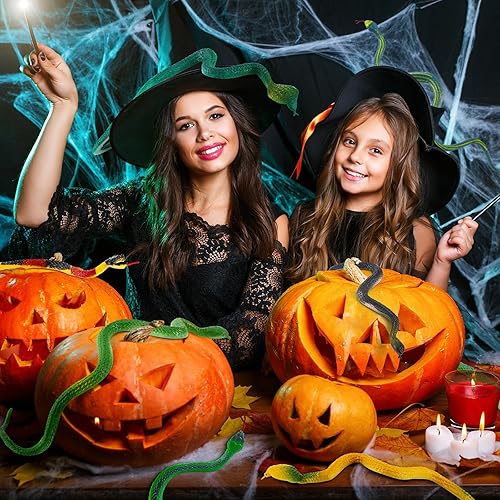 Miniatura 7 de 100 serpientes de plástico grandes surtidas de 14 pulgadas a granel, serpientes realistas de bosque lluvioso, juguete de serpiente falsa, juguete de