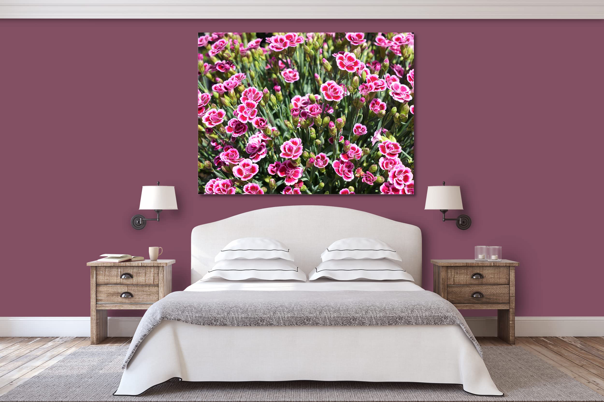 Glücksvilla - Prinzess-Nelke (Leinwand-Bild 2 cm, 40 x 30 cm) | div. Maße - aus DE - Kunstdruck XXL Deko Wandbild quer - Pink Kisses Blumen Blüten Garten Pflanze Natur Wiese Natur