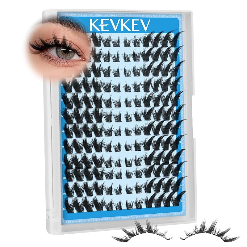 Cílios Postiços em Clusters KevKev Fox Eye-03, Fios Sintéticos, Design Pre-Mapped, 3,94 x 0,79 x 0,59 polegadas