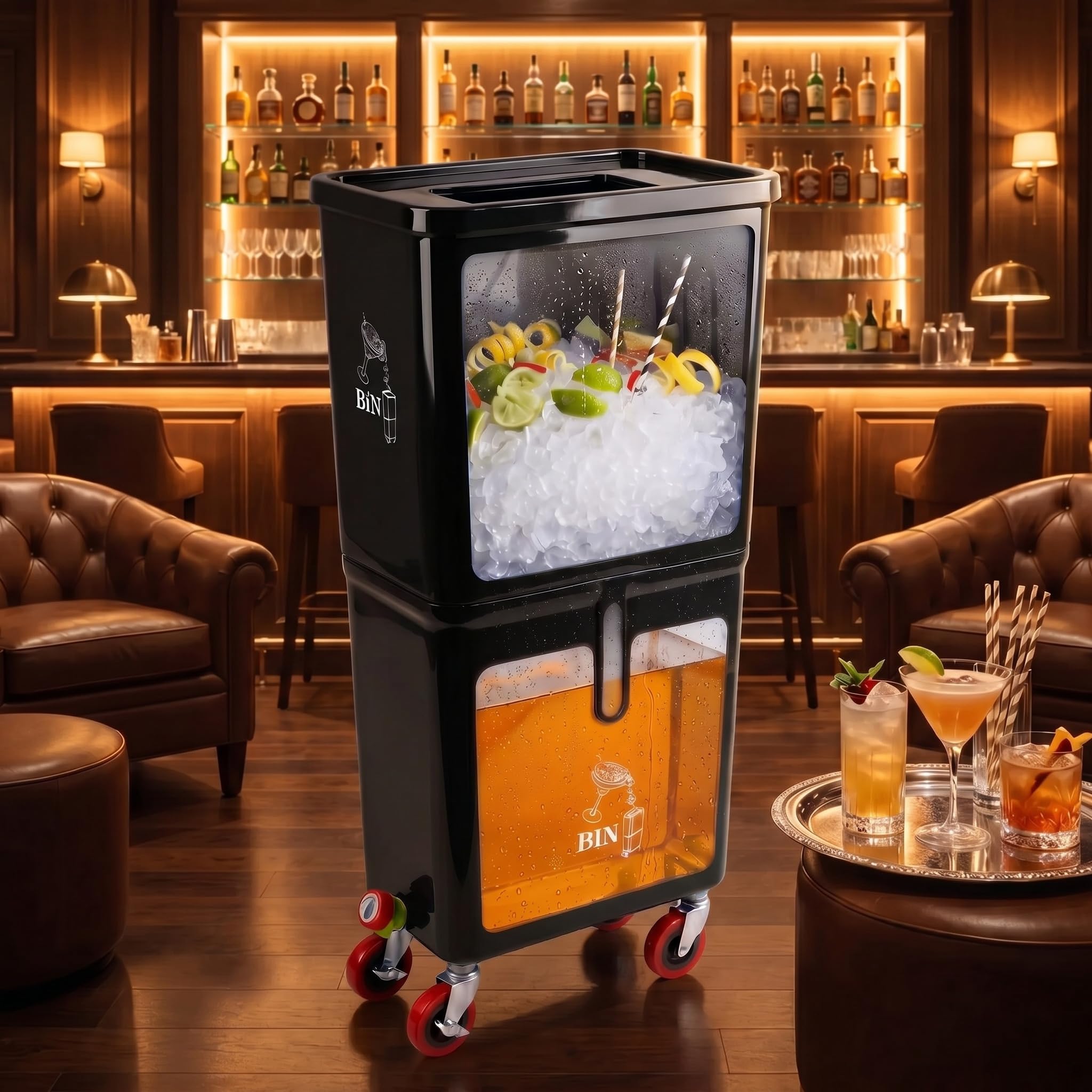 Para bebidas sobrantes, negro, tina de bebidas, contenedor de eliminación de bebidas, recoger cócteles, adornar, té, cerveza, vino, hielo y equipo de bar