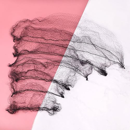 Miniatura 8 de Redes invisibles para cabello largo, 100 piezas de malla elástica negra de 18 a 46 pulgadas para mujeres, para pelucas, moño, servicio de alimentos