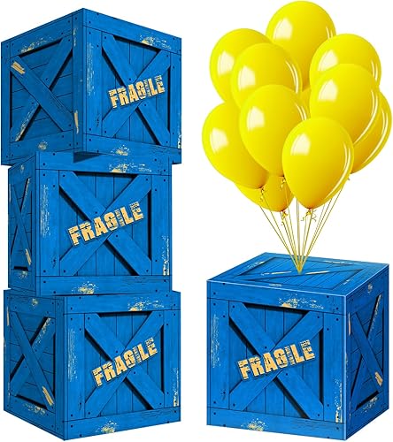Qilery Paquete de 4 piezas de suministros militares para fiestas de juegos, regalos de fiesta frágiles con 12 globos amarillos, actividades de