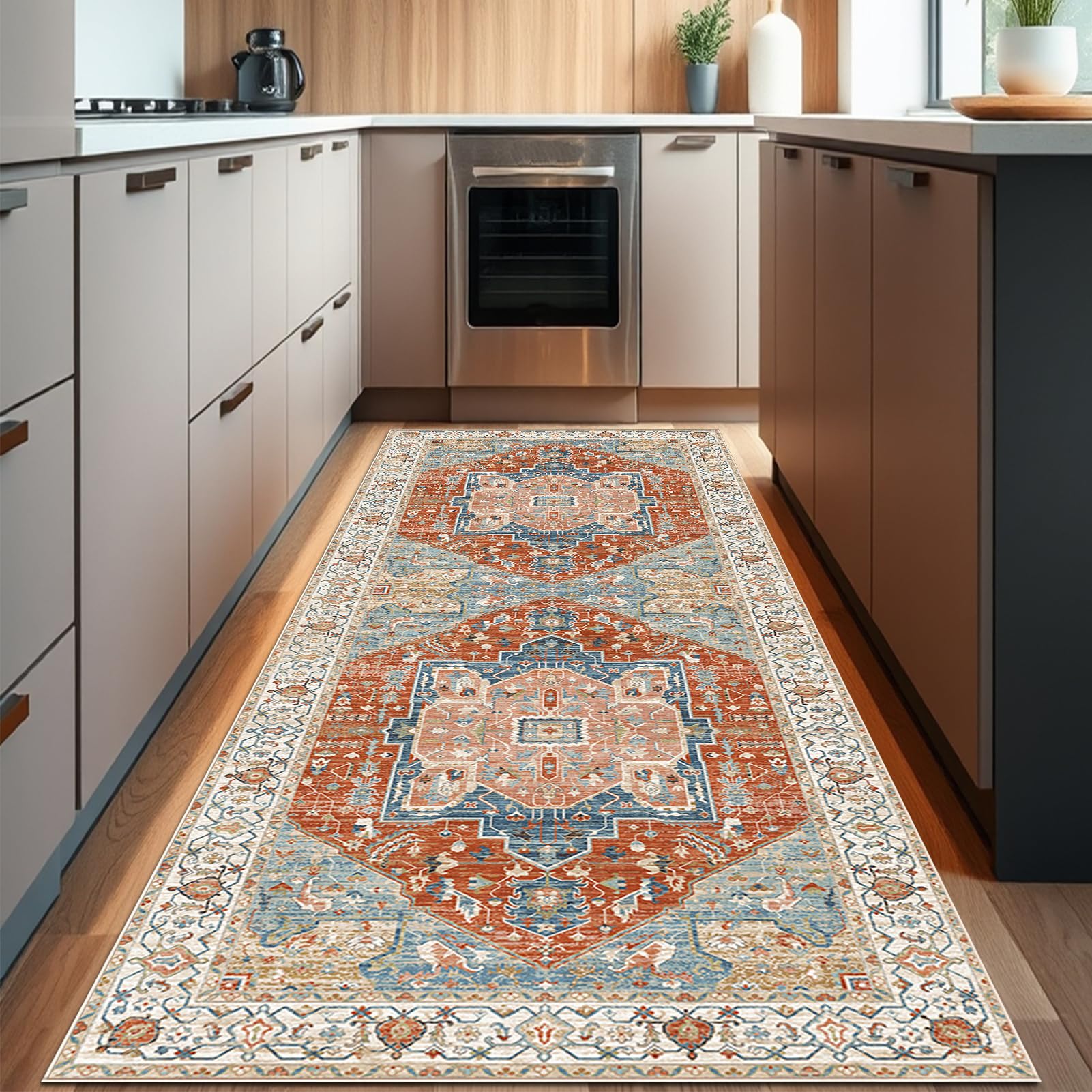 Tehocwiz Runner Rugs for Hallway, Non Slip Carpet Runners Washable Kitchen Rugs, Kitchen Runners, Narrow Rugs, Carpet Runners Rugs for Entryway Laundry Room Hallway Kitchen 80 x 400 cm