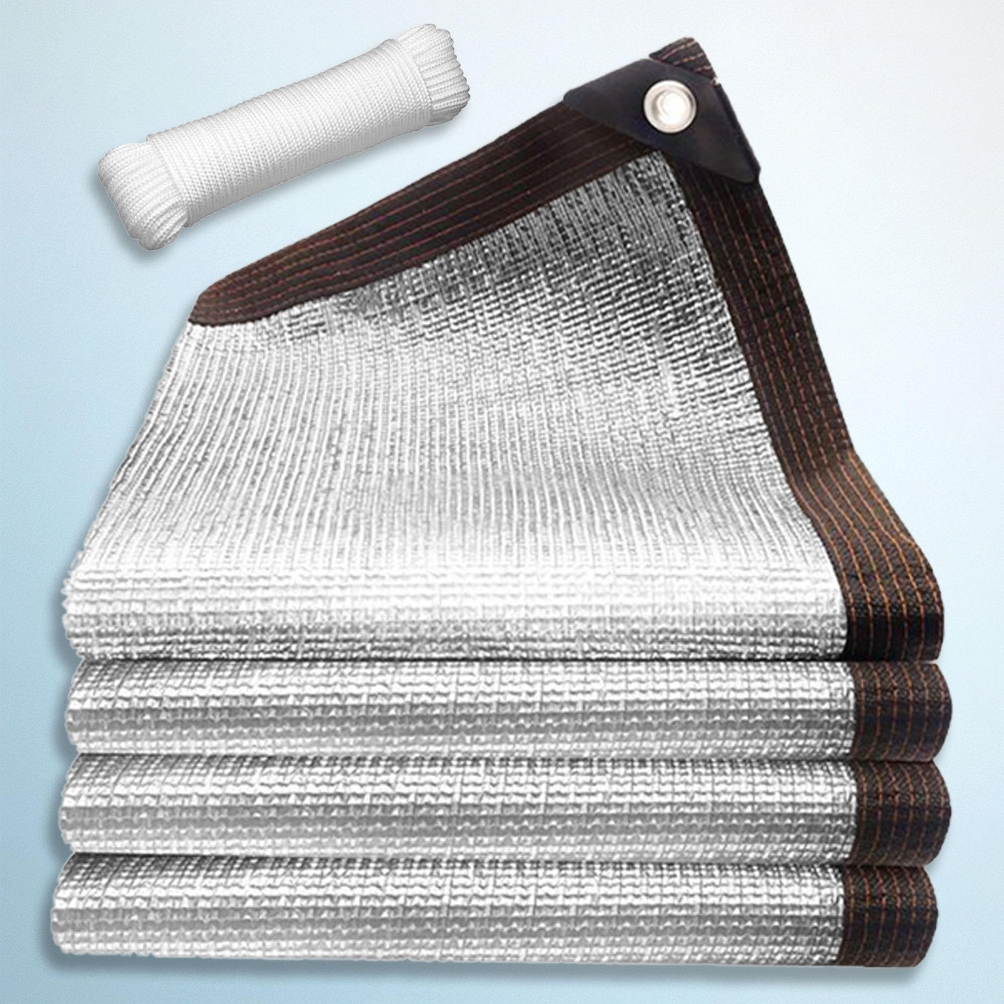 Filet d'ombrage Aluminium 120 x 660 cm Ventilation Respirante Voile Ombrage Exterieur Argent Facile à Suspendre pour Terrasse, Camping, Extérieur, Serre, Cour, Balcon, Argent