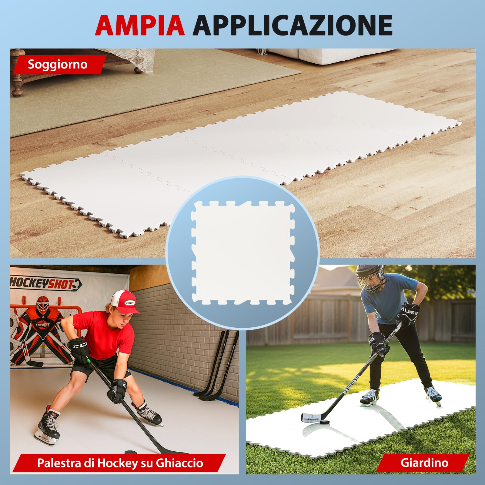 COSTWAY Piastrelle per Pavimenti da Hockey per Allenamento, Pista di Pattinaggio Artificiale Estensibile, Tavola di Ghiaccio Artificiale per Esterni, Facile Installazione, Confezione da 10