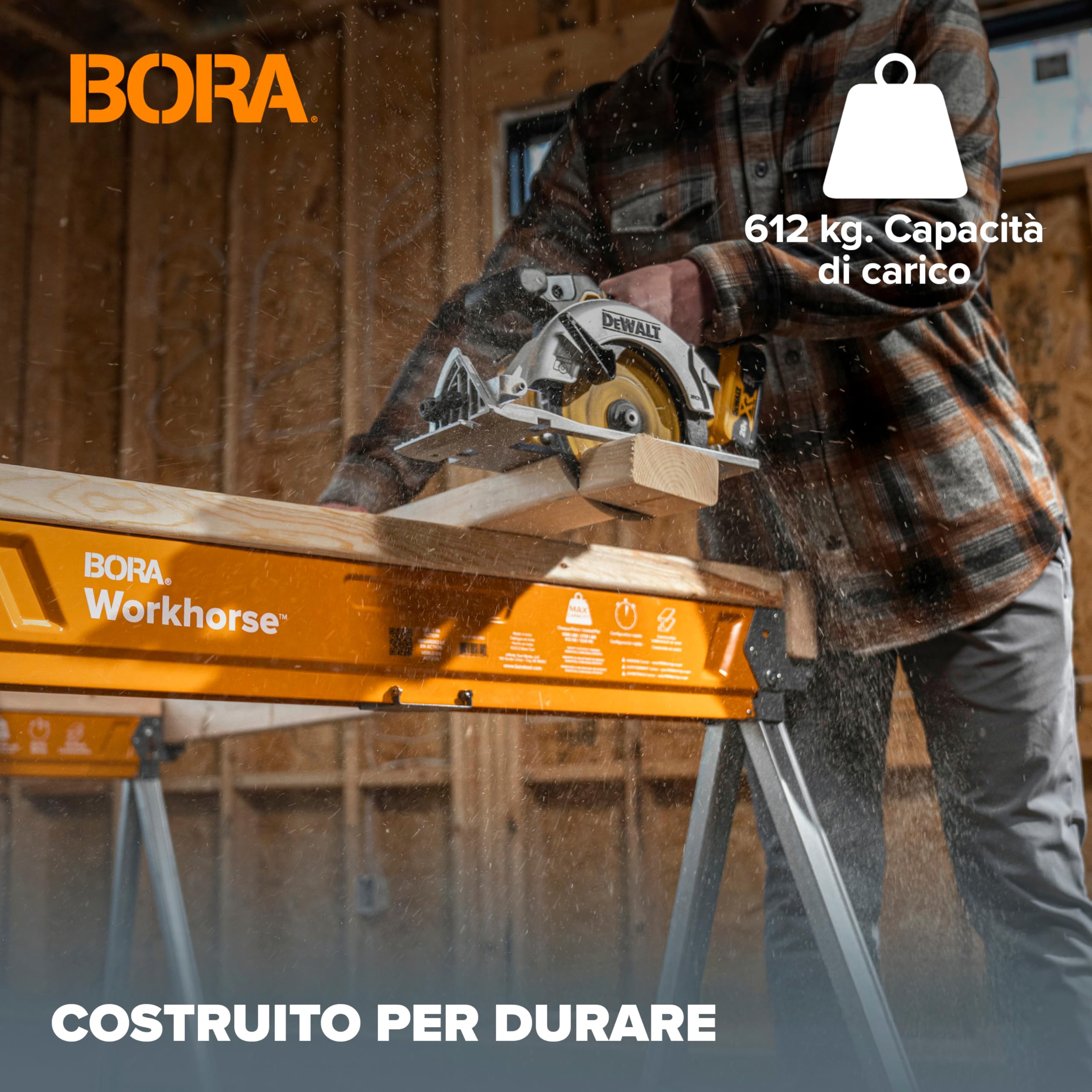 BORA Workhorse PM-3350T – Coppia Cavalletti da Lavoro Pieghevoli in Acciaio, 612 kg per Cavalletto, Uso Professionale