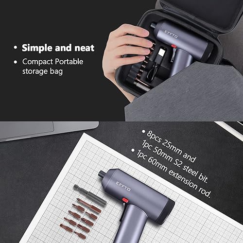 Miniatura 5 de EFFTO Juego de destornilladores eléctricos inalámbricos de 3.7 V, juego de destornilladores pequeños fuertes con par ajustable, destornillador